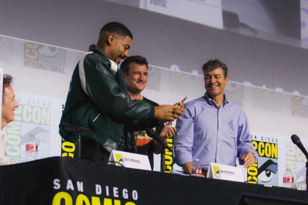 Aaron Pierre, Nathan Fillion and Kyle Chandler at San Diego Comic-Con 2026