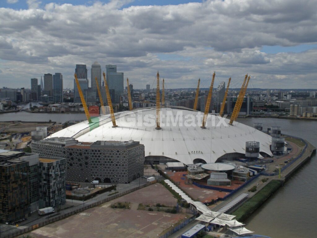 The O2 Arena in Greenwich, London, seen from above, where Olamide headlines on 25 March 2027